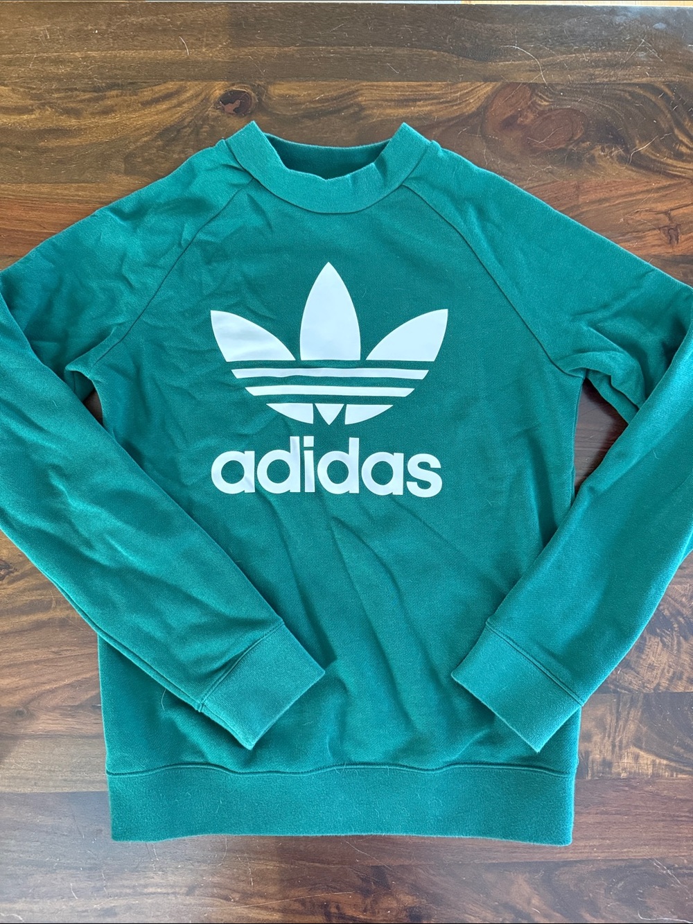 adidas Green Crewneck Sweatshirt with White Trefoil Logo
